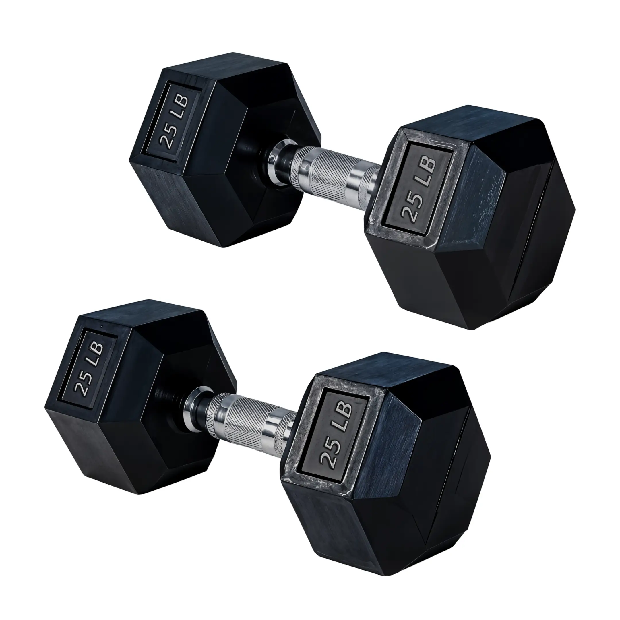 25 LB Rubber Hex Dumbbells